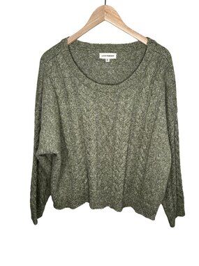 Lucky Brand Womens Green Cable Knit Sweater XXL Cotton Blend Pullover